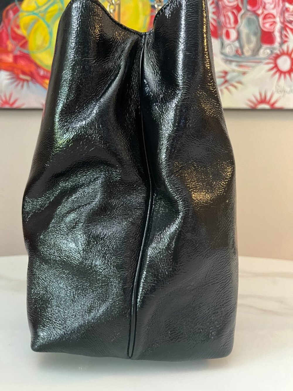 Kate Spade New York Black Patent Leather Deborah Lloyd Era Tote Chain Strap - Picture 4 of 14